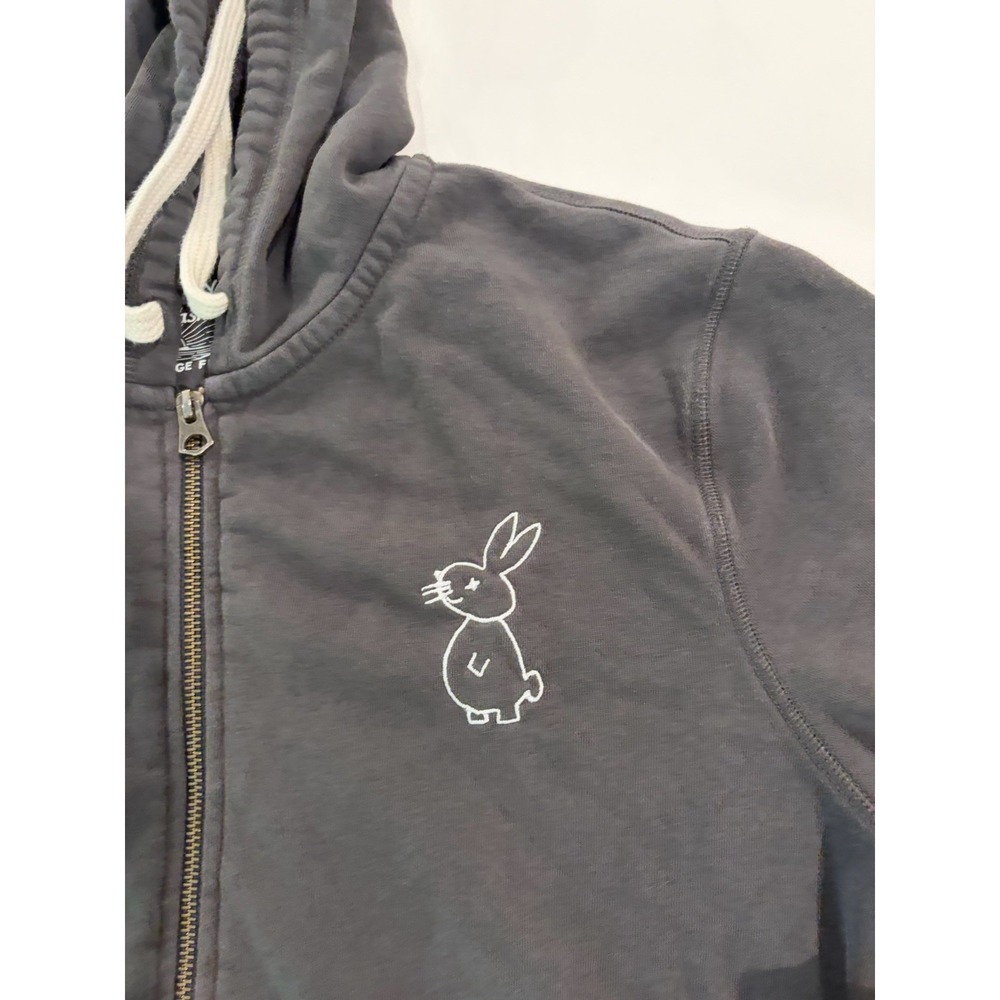 Faherty Sunwashed Vintage Mens Gray Zip Up Hoodie Bunny Chest L